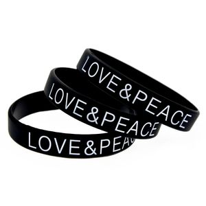 100PCS Love and Peace Silicone Rubber Bracelet Printed Logo Black For Charity Foundation Activity Promotion Gift