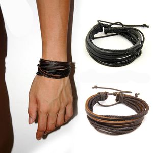 Tibet tarzı! Wickelarmband Leder Armband Unisex! Surferarmband deri bilezik moda unisex Ajustable Wrap 6 Çok Katlı Gerçek HJ045