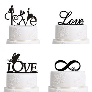 Art Love Cupcake Cake Topper Black Red Acrylic Cake Flags Festival Birthday Wedding Anniversary Event Party Baking Decor Supplies
