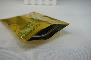 Ücretsiz kargo 10x15 cm, 100 adet / grup altın alüminyum folyo plastik kilitli torba, mylar kaplama resealable yulaf gıda saklama çantası, siyah pirinç c ...