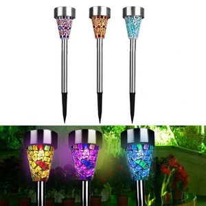 Lawn Lamps Solar Power Mosaic LED Garden Light Solar Energy Outdoor Lamp för Party Christmas Lights