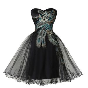 2021 Ny av axeln Organza Kort Prom Homecoming Dress Lace Appliques Graduation Gown Cocktail Party Gown QC367