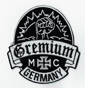 Personalidade Gremium Alemanha Ferro bordado em patch ferro em costura em Motorcyble Club Badge Mc Biker Patch Wholesale Frete grátis