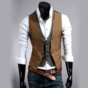 Men Formal Business Casual Suit Tuxedo Layered Style Slim Fitted Waistcoat Vest