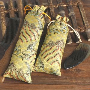 2 Size Lengthen Seawater Gift Bag Silk brocade Fabric Packaging Drawstring Wood Comb Jewelry Necklace Storage Pouch Trinket Protection Cover