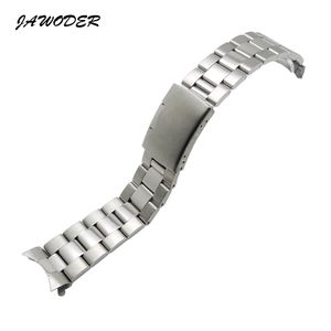 Jawoder Watch Band 18 19 20 22 23 24mm Prata Puro Sólido Sólido Polimento de Aço Inoxidável + Relógio Escovado Strap Implantação Fivela Braceletes