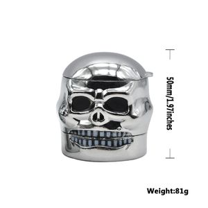 Smoking wholesale 3 Layers Skull Metal Herb Tobacco Spice Smoking Grinder Hand Crank Crusher with Storage Compartment