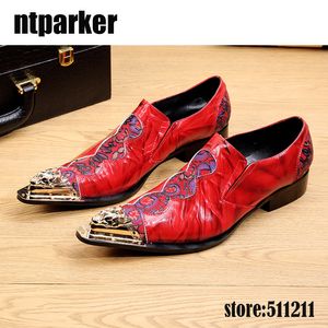 Marke italienische Mode Herren Lederschuhe Umsatz rot spitze Eisen Zehe Geschäftsstelle rot Designer Hochzeit Kleid Schuhe Männer