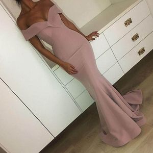 New Arrival Chic Dusty Pink Długi Sukienka Modest Mermaid Krótki Rękaw Arabski Korowód Formalna Party Suknia Custom Made Plus Size