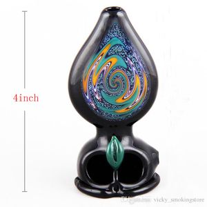 74 g Eulen-Handpfeifen aus Glas zum Rauchen von Kräutern, Tabakbrenner, Länge 10,2 cm, mit Perückenmuster