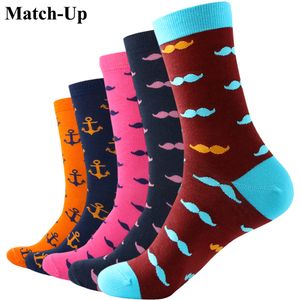Wholesale- Match-Up MUSTACHE ANCHOR Man Combed Cotton Socks US 7.5-12 (5 pairs/lot )