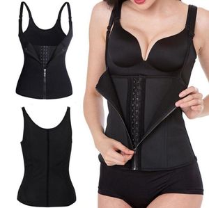 Kvinnor Zipper Body Shaper Vest Slim Justerbar Axelband Midja Training Cincher Shirt Coret Shapewe