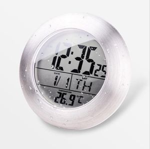 Wodoodporna łazienka Sucker Zegary Ścienne Home Decoration Decoration Clock Clock Hotel Washroon Zegar z wyświetlaczem temperatury i wilgotności