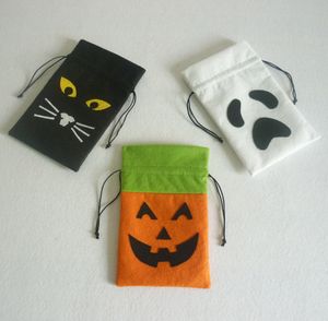 200PCs Shopping Väskor Halloween behandla barn godis 3 stilar säck för barn non-woven drawstring väska