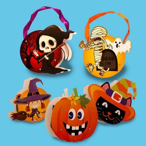 Halloween Cute DIY Paper Candy Bag Children Party Storage Suger Bag Pumpkin Handbag Trick or Treat Ghost Handmade Bags OOA3170