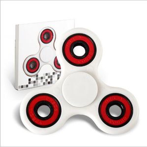 Wholesale time spinner resale online - White Blue Black Tri Spinner Fidget Toy Plastic EDC Hand Spinner For Autism and ADHD Rotation Time Long Anti Stress Toys YH796