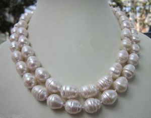Huge 10-12MM WHITE FRESHWATER Cultured BAROQUE PEARL NECKLACE 34 INCH