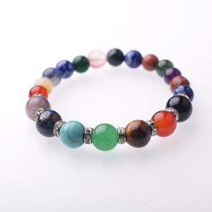 Moda 7 Chakra Estate Donna Trattamento fresco Yoga Bracciale in pietra naturale Pietre semipreziose Pietre di preghiera Reiki Donna