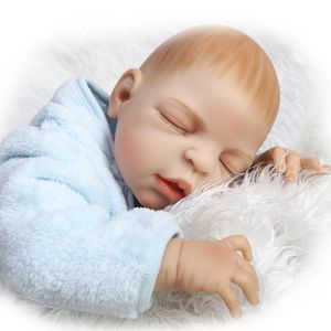 Silikon återfödd spädbarn pojke 23 tum full silikon vinyl docka realistisk nyfödd baby docka kan ligga och sitta