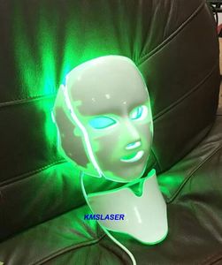 7 colori luce LED Photon Therapy ringiovanimento della pelle sbiancamento rassodante PDT facciale maschera per il collo