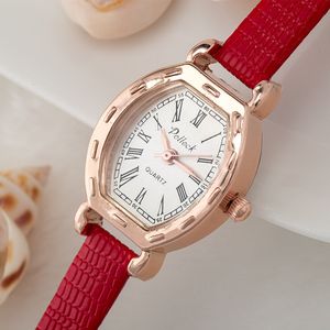 Gril Bransoletki Zegarki Wysokiej Jakości Moda PU Skórzany Pasek Kobiety Zegarek Retro Rzym Romana Tonneau Projekt Kwarcowy Ruch Bransoletka Wristwatch Christmas Gift.