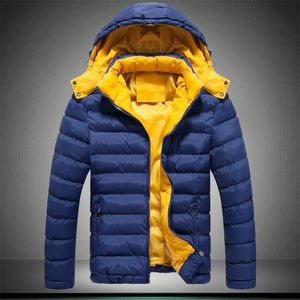 Atacado- 2016 novos casacos de roupas de roupas masculinas para baixo parkas inverno espessamento masculino com um capuz wadded casaco térmico casaco térmico azul