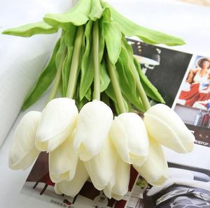 Pu mini tulipano fiore vero tocco bouquet di fiori da sposa fiori di seta artificiale per la decorazione della festa in casa G499