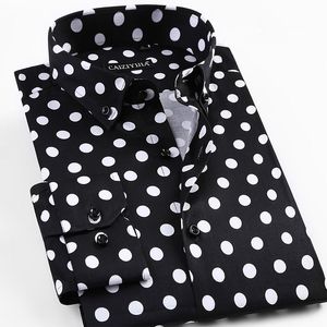 Skjortor Spring Mens Designer Polka Dot Printing Clothing For Youth Long Sleeve Shirt Fashion Male Dress Shirts Casual New Cotton Shirt