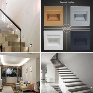 2.5W 85-265V LED Wall Plinth Recessed Step Stairs Lamp Hotel Corridor Lamps Footlight Aisle Pathway Porch Hallway Night Light