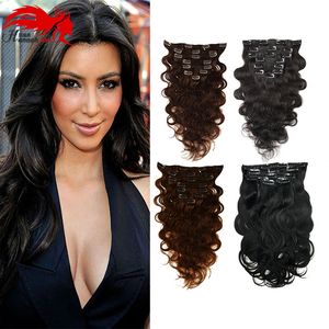 Hannah estensioni ondate del corpo non elaborata 10pcs/set full head 120g clip virgin indiano nell'estensione dei capelli umani