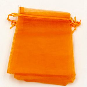 100pcs orange With Drawstring Organza Gift Bags 7x9cm 9x11cm etc. Wedding Party Christmas Favor Gift Bags