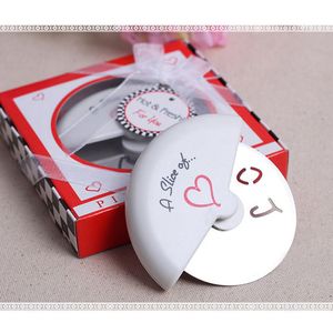 Wholesale "A Slice of Love" Stainless Steel Love Pizza Cutter in Miniature Pizza Box wedding favors and gifts for guest WA2024