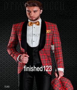 Super przystojny Groom Tuxedos Groomsmen One Button Szal Lapel Najlepszy człowiek Garnitur Męskie Męskie Garnitury Blazer (Kurtka + Spodnie + Kamizelka + Krawat) K290