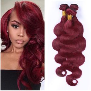 Body Wave Burgundy Hair Weaves Bright #99J Peruvian Virgin Human Hair Body Wave Wine Red Hair Wefts 3pcs/lot 8A Grade