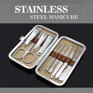 Wholesale- Nail Art Manicure Tools Set Nails Clipper Scissors Tweezer Knife Manicure Sets 10 in 1 Nail Art Tools Manicure