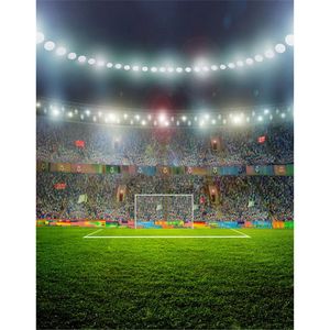 Green Football Field Photography Backdrops Vinyl Studio Props Night Lights Boy Kids Children Sports Stadium Photo Background