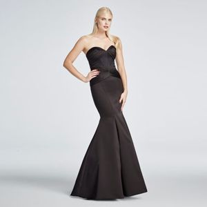 Long Stropless Satin Fit And Flare Prom Dress Zp285036 Svart Ruched Bodice Mermaid Evening Dress Back Zip Party Dresses