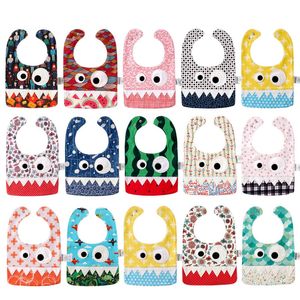 2017 Babys INS Bibs Burp Cloths Little Monsters Cartoon Saliva Towel Baby Cotton Saliva Baby Bib Children Baby Bib Free Sgipping