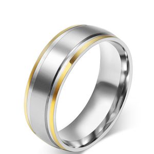 316L Stainless Steel Rings for Men Women Engagement Wedding Classic Gold Color Rings Jewelry R-002