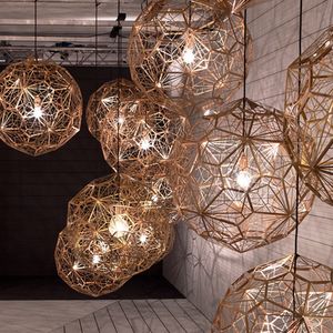 Modern Round Ball Pingente Lâmpadas American DropLight Silver Gold Cobre Pingente Luzes Luminárias Bar Home Indoor Iluminação Restaurante Lâmpada