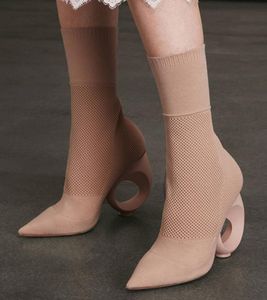 2017 Summer Sukienka Buty Legging Botki Mid Calf Booties Point Toe Party Shoes Fretwork Heel Gladiator Sandały Buty Damskie