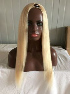 U Parte Peruca Cabelo Humano Loira venda por atacado-613 Loira mais clara U PARTES PARTIMAS GRAUE A CABELO VING VIRGANO Densidade Silky Human Human Human Upart Wig para mulheres brancas