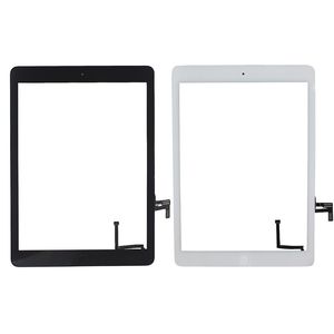 50PCS Touch Screen Glass Panel Digitizer with Buttons Adhesive Assembly for iPad Air free Shipping