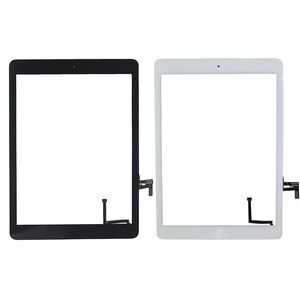 50PCs pekskärm Glaspanel Digitizer med knappar Klistermontering för iPad Air Free Shipping