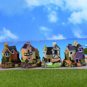 Cute Mini Resin Garden Decoration House Villa Miniatures Cottage Figurine Moss Fairy Garden Crafts DIY Micro Landscape Home 4 Designs