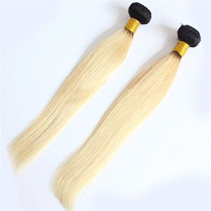 Wholesale Ombre Human Hair 1b 613 Brazilian Human Hair Weave Non Remy Blonde Hair Bundl Straight 2 Piece Only 200g Free Shipping