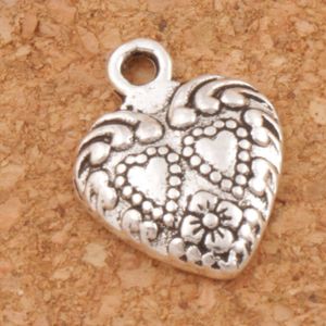 Çift Noktalar Kalpler Charm Boncuk Kolye 200 adet / grup Antika Gümüş 11.3x15.1mm Moda Takı DIY L907