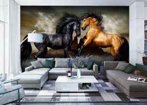 Heminredning Naturkonst Bakgrund Väggmålning Hästar 3D-väggmålningar Bakgrund för vardagsrum