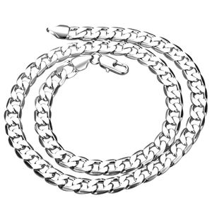 Partihandel 20-24 inches 8mm Bredd Silver Man Smycken Mode Men Halsband Solid Snake Chain Gift Väskor Gratis frakt