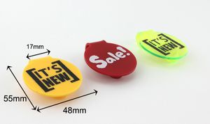 6 pcs 48mm acrílico pop clipes de sinal de venda impresso, clube cosméticos esméricos sapatos sapatos botas clipe preço titular titular de plástico exibição